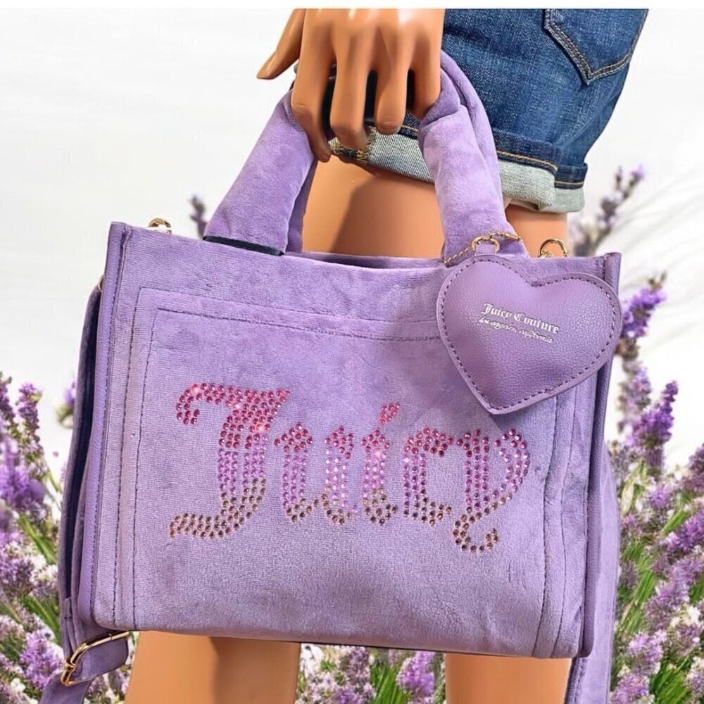 Juicy Couture Dusty Violet Big Spender Heart Charm Mini Tote Bag Satchel NWT